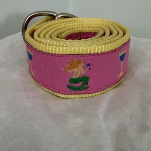 Vtg Y2K Douglas Paquette Mermaid Fabric Ribbon Belt Small Martini Pink Preppy